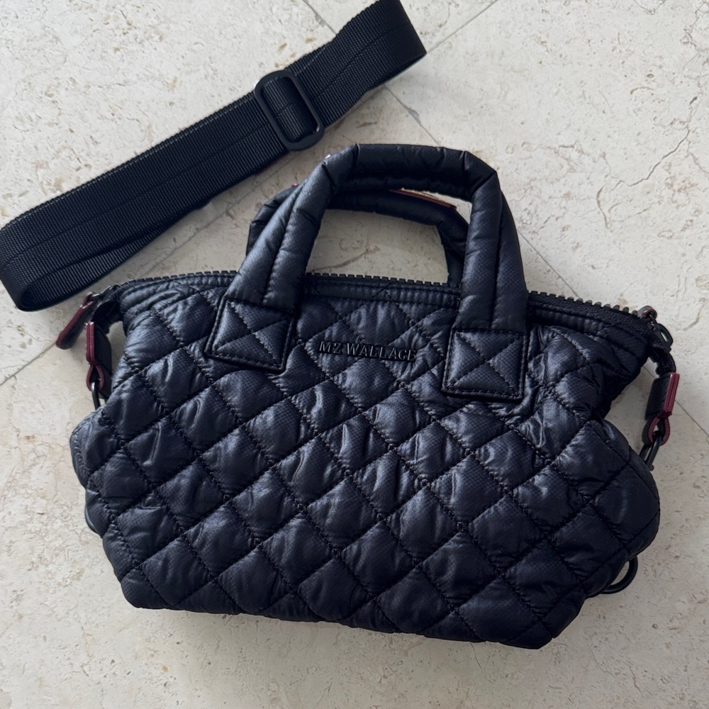 MZ Wallace Quilted Black Crossbody Bag - Sutton Micro Black